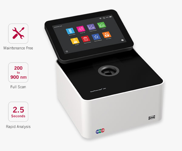 Implen NanoPhotometer C40 Cuvette Spectrophotometer Temperature Controlled Scan Range 200 900 nm