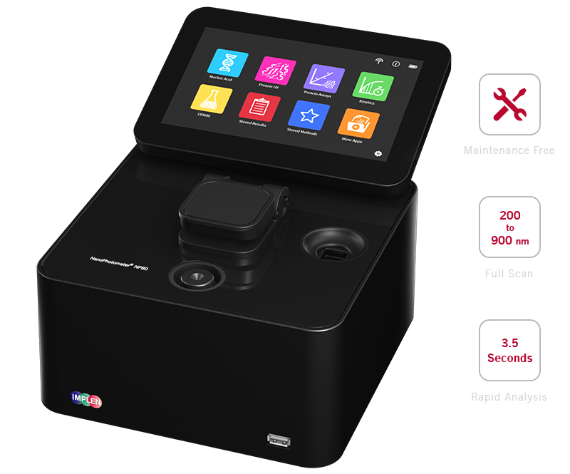 implen, nanophotometer, spectrophotometer, nanodrop alternative, nano drop, NP80 spectrophotometer