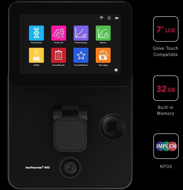 implen, nanophotometer, spectrophotometer, nanodrop alternative, nano drop, np80_stand_alone_image2